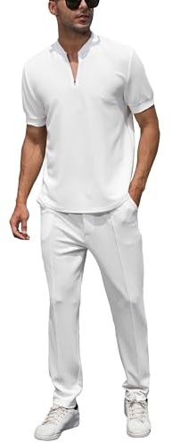 FZNHQL 2023 Fashion Men Tracksuit Athletic Casual Mens Two Piece Outfits Sets Jogging Gym Sweatsuit Sports Suits Athletic Clothes White 3XL