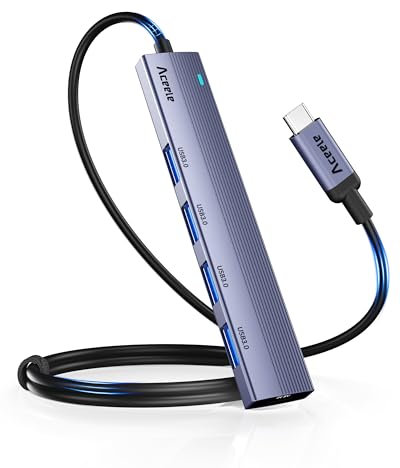 Aceele Hub USB C da 5 Gbps, Sdoppiatore USB C 5 in 1 con Porta alimentata di Tipo C, Adattatore USB da 65 cm per MacBook Air Pro, iMac, iPad Air Pro, Surface Pro, XPS 15, Xiaomi 13