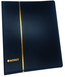 PCCB MINGT Raccoglitore a 4 anelli in pelle sintetica PU, copertina per album di banconote, francobolli, carta moneta, monete, raccolta e forniture (Blu)