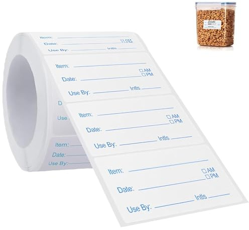 RHZXD 500 Pcs Food Labels Stickers Freezer, Sticky Stickers on a Roll Freezer Labels, Price Stickers for Food Containers Bottle