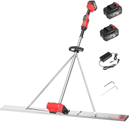 RayGenius Beton-Estrich-RüTtelset, Batteriebetriebener BetonfläChen-Nivellier-Stampfer, Elektrischer Wiederaufladbarer Estrich-Zement-RüTtler,1.5M-2Xbattery