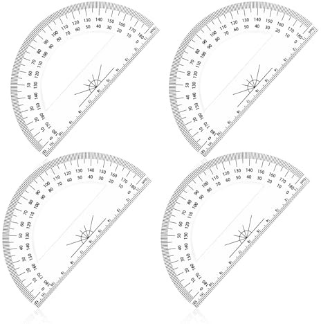 4Pcs Protractors | 180 Degrees Protractor 4.7 Inches Clear Plastic Protractor for Exam Angle Measurement | Geometric and Maths Tool