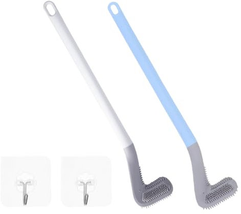 YOYEAH-2-pack toalettborste, Silly toalettborste, toalettborste med kantrengörare, golfborsthuvud, väggmontering, toalettrengöringsborste, multifunktionell