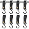 Yuanchu 8 Stück S Haken mit Lederschlaufe,12 x 3 cm Haken für Kleiderstange S-förmige Haken zum Einhängen Campinghaken Kunststoff Multifunktionshaken Garderobenhaken für Küche Badezimmer(Schwarz)