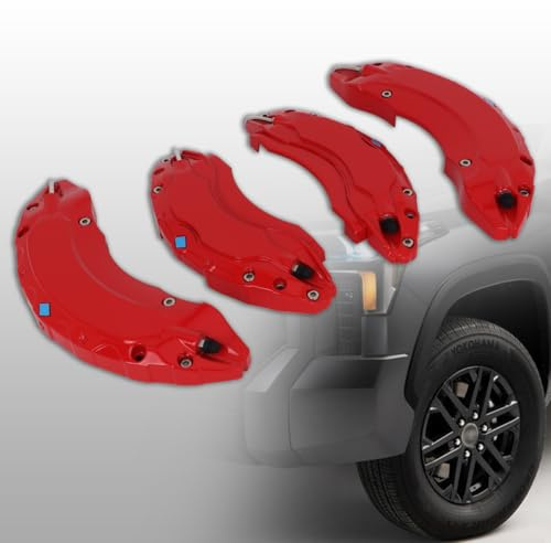 ROINROJI Caliper Covers Brake Compatible for Toyota Tundra 18 in 20 in Wheel Hub Fit Front and Rear Car Caliper Cover Accessories 2WD/4WD 2022-2025 Set of 4 Red