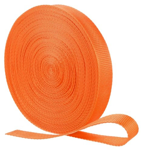 sourcing map Nylon Webbing Strap, 22 Yards x 1 Polypropylene Flat Webbing Band for Bags, Pool Solar Cover, Repairing DIY Crafting (Orange)