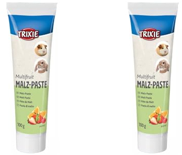 Trixie Pasta de malta Multifruit | Paquete Doble | 2 x 100 g | Complemento alimenticio para conejos y roedores pequeños | Con 70% de malta y 12% de fruta | Como golosina o para refinar el alimento
