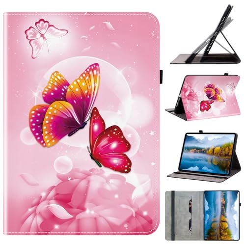 Mldjomid Custodia Protettiva Compatibile con Amazon Fire HD 8 (2018/2017/2016/2015) 8 Pollici Flip in Pelle PU Cover con Supporto e Slot per Scheda Tablet Custodia Case (Farfalla rosa)