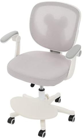 Sedia da scrivania per bambini, girevole a 360°, ergonomica, con regolazione in altezza, braccioli pieghevoli, rete traspirante, moderna sedia di apprendimento per giovani studenti (grigio chiaro)