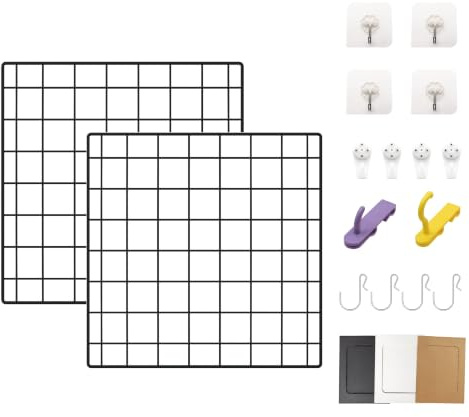 NACETURE Heavy Duty Grid Wall Panels, 12 x 12 Inch, Black, 2 Pack