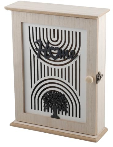 Rongxze Caja para llaves de madera, árbol de la vida con gancho para llaves, decoración bohemia, armario para llaves de madera, soporte para llaves para entrada, pasillo, oficina