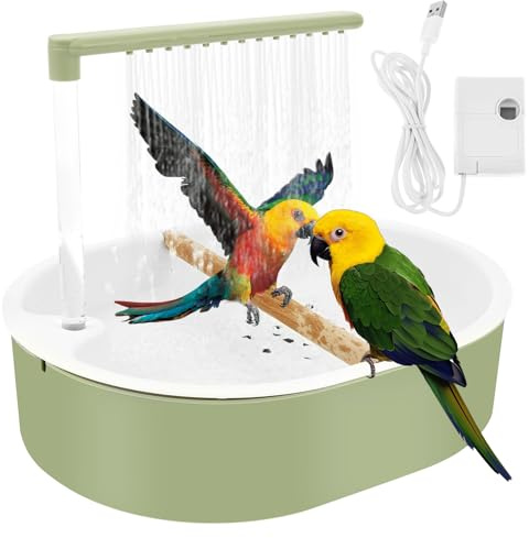 Bain d'oiseaux, douche à oiseaux, perruches, boucle d'alimentation USB, capacité, pour inséparables, perruches, munias africains et aras (vert)