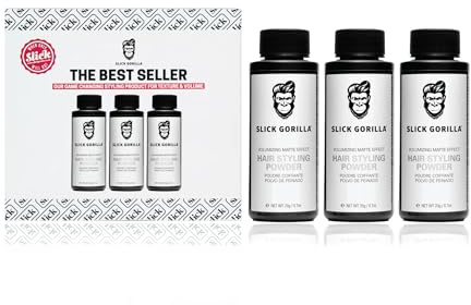 Slick Gorilla Polvere per Capelli Uomo 20 ml, 3 Pack, Polvere Volumizzante, Finish Opaco | Tenuta 24 Ore, Volume e Texture Istantanei | Leggera, Non Appiccicosa | Senza Lucentezza