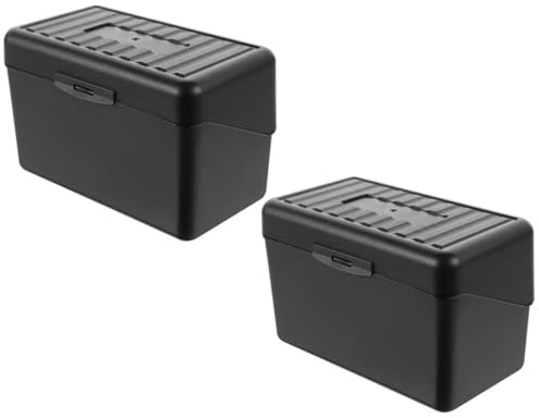 WEKADRIN Scatola Porta Biglietti da Visita Multifunzione in PP Nero 3X5 Pollici Organizer da Scrivania Portatile 2 Pezzi Custodia Porta Carte per Ufficio e Uso Quotidiano