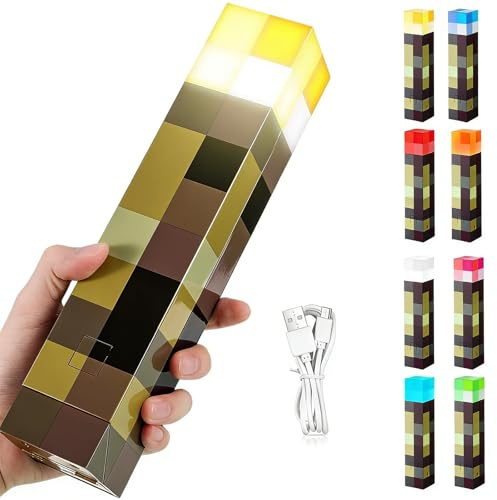 Puniama Torcia notturna a LED a 7 colori, ricaricabile tramite USB, 3 in 1, con supporto da parete e uso portatile, decorazione per camera da letto e sala giochi, regalo per bambini