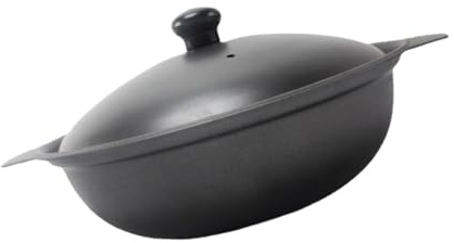 DECHOUS Olla de Hierro Fundido 24 CM Tapa para Arroz y Pollo Estofado Resistente al Calor Cazuela Tradicional para Cocina Casera Adecuado para Guisos y Arroz Cocido