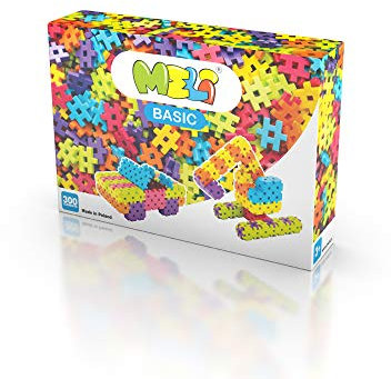 Meli Konstruktionsbausteine Basic 300 | Steckbausteine für Kinder ab 3 Jahre | Kreatives Bauen in 2D & 3D | 300 Teile in 12 Farben | Fördert Motorik & Fantasie