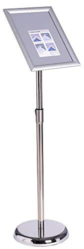 VAIIGO Soporte para Carteles A4 Ajustable de Pie de Aluminio – 360° Giratorio Soporte de Información, Publicitario y de Anuncio, Porta Carteles y Atril, Expositor para Menú, Oficina y Tienda – Plata