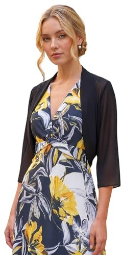 Roman Chiffon Bolero Shrug Jacket for Women UK Ladies Cover Up Cardigan Cardi Smart Formal Mesh Wrap Shimmer Cropped Blazer Wedding Guest Batwing Elegant Ruched Hem