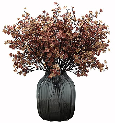 Fleurs Artificielles d'haleine de bébé Lot de 6 fleurs Gypsophiles artificielles en soie pour décoration de fête de mariage,bouquets de décoration pour maison, jardin (beige marron-6 pièces)