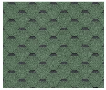 Lot de bardeaux bitumineux Hexagonal Rock H334GREEN, couleur vert - bitume toiture Timbela M334 pour chalet de jardin