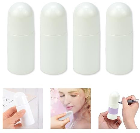 DTYGUIXE 4 Stück Roll-on Flasche Leer 50ml Roller Flaschen Nachfüllbare Roll-on Deo-Flaschen Kunststoff Deo Roller Flaschen mit wasserfester Aufkleber für Parfüm, ätherische Öle, Hautpflegeprodukte
