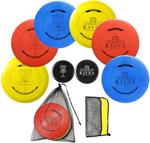 RAYNA GAMES Discgolf-Starter-Set, professionelles Discgolf-Set, reguläre Größe, Discgolf-Starter-Kits, Anfänger-Scheibengolf-Set inklusive Treiber, Mittelklasse und Putter, geeignet für den