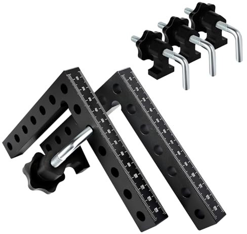 90 Grad Positionierwinkel, rechtwinklige Klemme aus Aluminiumlegierung, Holzbearbeitung, Tischler-Eckklemme, quadratisches Werkzeug für Boxen, Schränke oder Schubladen (14 cm/5,5 Zoll) Schwarz