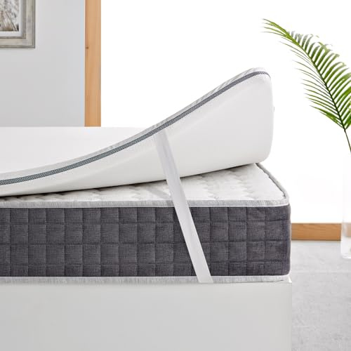 Eross Confort | Cubre Colchón Viscoelástica 160x190 Topper Viscoelástico 100% Antialérgico y Transpirable, se Adapta a la Forma de tu Cuerpo. Funda Lavable con Cremallera.