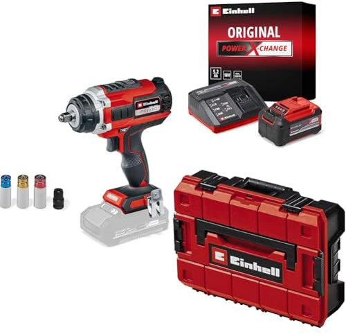 Einhell Professional Akku-Schlagschrauber IMPAXXO 18/450 Power X-Change (18 V, 450 Nm, 3 Leistungsstufen, Brushless, 1/2-Aufnahme, inkl. Nuss-Set, 5,2 Ah Akku + Ladegerät)