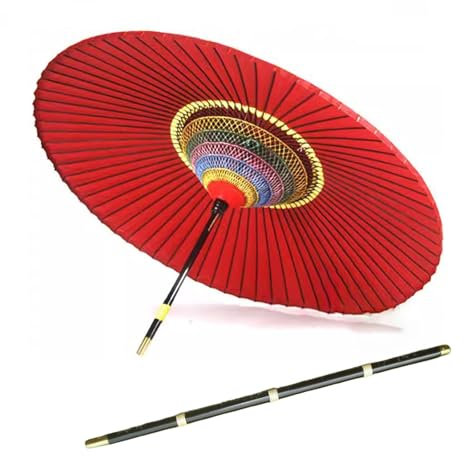 WATAOW Parasol Vintage en Papier Huilé, Fait Main, pour Jardin, Terrasse, Extérieur | Parapluie Décoratif en Bambou, 1,5 M/1,8 M/2,0 M(1.8m/5.9ft)