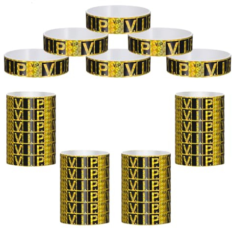 200 Pezzi Braccialetti VIP Braccialetti VIP in Carta per Eventi Dorati VIP Braccialetti Discoteca Impermeabili per Feste Concerti Club Party