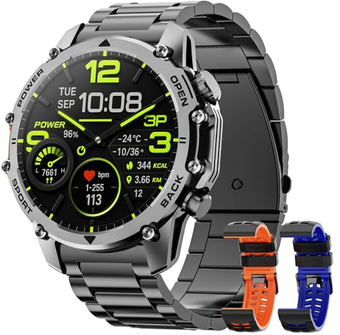 Hwagol Military Smart Watch for Men, 1.52 HD Smart Watches with Heart Rate/SpO2/Sleep Monitor, 110+ Sports Modes Fitness Tracker, 500mAH Battery Led Flashlight