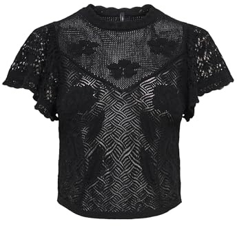 ONLY Onlestralla S/S Short Structop Knt Noos Top in Maglia alla Moda Senza Maniche con Scollo Rotondo per Adolescenti, Nero, S Donna