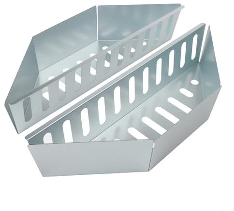 Cestini per barbecue in acciaio inox (confezione da 2), resistenti da 0,6 mm, per griglie a bollitore, strumento di cottura a doppia zona con funzione Smoker-Box, design salvaspazio per bricchetti