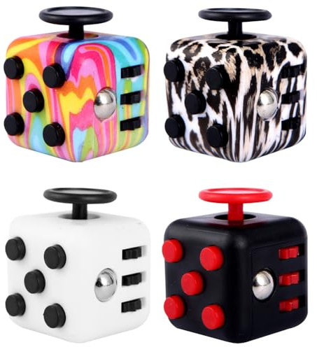 Fidget Toy Cube Toys Stress Toy 4pcs Anti-Stress Fidget Toys for Children Teen Student Adult Stress Reliever for Classroom Office Home