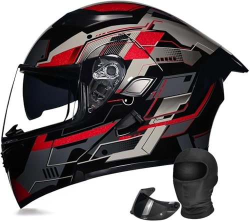 Casque de Moto intégral modulable et Rabattable pour Adultes, Double visière, homologué Dot/ECE, pour Les conducteurs de Route, de Tourisme et de cyclomoteurs, Unisexe G,XXL=61-62cm