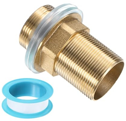sourcing map Faucet Mount Extension Shank 6cm x 32mm Brass Pipe Faucet Extension Nipple Locknut Kit Extension Threaded Lengthen Fixed High Foot with Raised Nut and Gasket Fittings for Basin