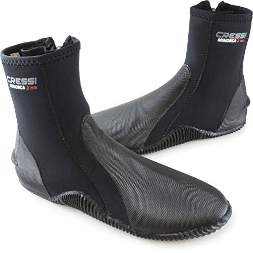 Cressi Minorca Long 3 mm Crew Diving Boots, Black/Black, US Men's 14 • US Ladies' 15