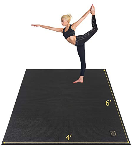 GXMMAT Large Yoga Mat 6'x4'/6'x6'/7'x5'(7mm/9mm), Extra Thick Workout Mats for Home Gym Flooring,Ultra Comfortable Non-Slip Quick Resilient Barefoot Wide Exercise Mat for Pilates,Stretching,Meditation