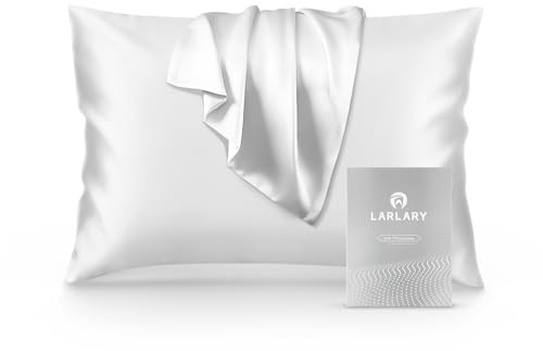 Larlary Federa di seta（75x50cm,1 articolo）,90% seta,10% cotone, proteggere i capelli, proteggere la pelle, favorire il sonno(white)