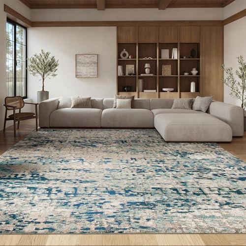 Safavieh Contemporary Rug for Living Room, Dining Room, Bedroom - Madison Collection, Short Pile, in Grey and Blue, 240 x 300 cm