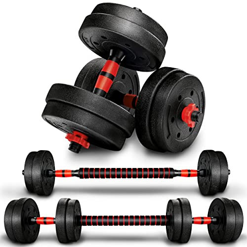 RE:SPORT 2 in 1 Hanteln Set 15 kg | Hantelset verstellbar | Kurzhantel & Langhantel | Sternverschlüsse & Verbindungsrohr