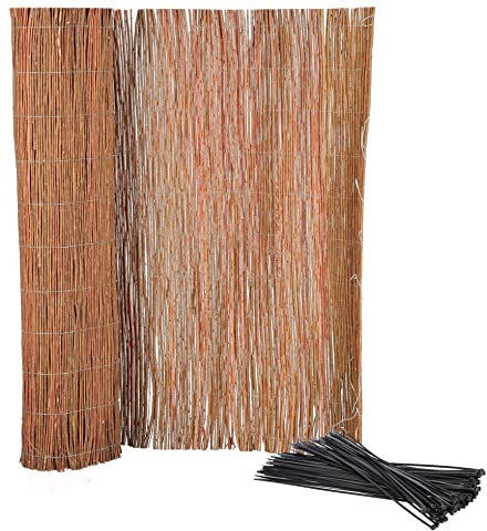 KOTARBAU® Tappetino di protezione per salice per balcone, terrazza, giardino, 110 x 300 cm, stabile, con filo zincato naturale, per elevata stabilità con fascetta