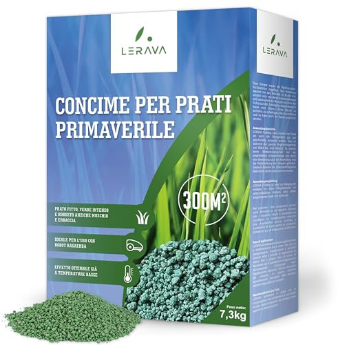 LERAVA® PRINTEMPS Engrais gazon printemps - 300m² - Engrais pelouse libération d'azote sur 3 mois - fertilisant gazon avec Bacillus subtilis - Augmente la résistance des graminées - engrais+gazon