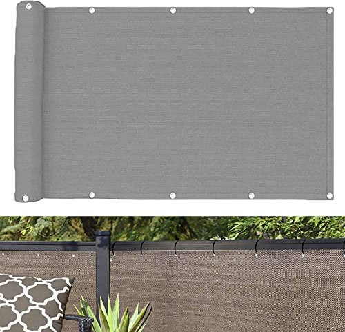 Jardín Protección de Privacidad 55 x 1000 cm UV contra el Viento Pantalla de privacidad Toldo con Ataduras de Cables Cuerda para jardín balcón terraza, Gris