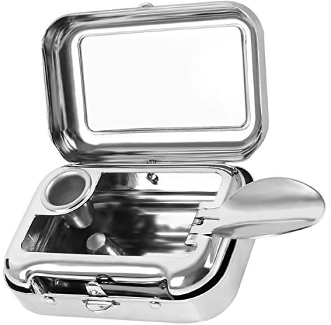Tragbarer Aschenbecher,tragbarer Metall-Aschenbecher,Taschen-Aschenbecher für Raucher,Aschenbecher für Zigaretten mit Deckel,geruchloser Aschenbecher für Camping,Reisen,Garten,Bar,Auto schwarz