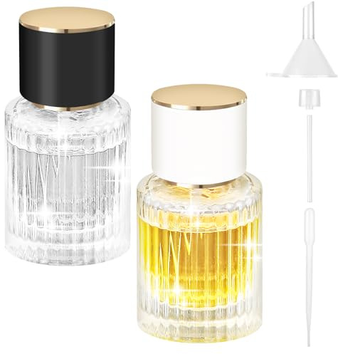 Ysimple 30ml Bottiglia di Profumo, 2 Porta Profumo da Borsetta Cilindrico, Vaporizzatore Profumo, Mini Boccetta Profumo Ricaricabile Traslucido, Con Pipette e Tramoggia, per Profumi Viaggi Cosmetici