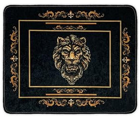 Belle Arti Badezimmerteppich Badematte Duschmatte Badvorleger Duschvorleger Löwe Motiv in schwarz Gold - rutschfest waschbar Fussbodenheizung geeignet flauschig - 50 x 60 cm, Design1: Löwe