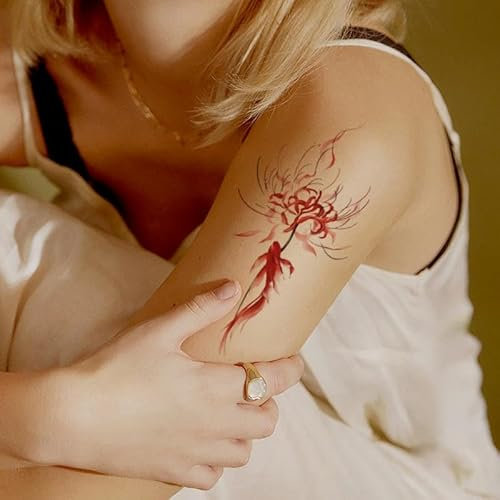 Flower Girl Carp Impermeable Clavícula Rojo Sexy Tobillo Semipermanente